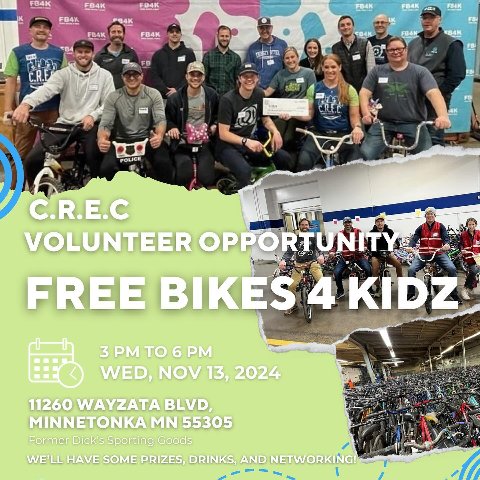 C.R.E.C. Volunteer Opportunity at @fb4kmn 🚲 Join to prep, clean and wrench on bikes to support a good cause! 🔧🧼⚙️🪛…